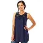 Women's Ab Studio Crochet Tank, Size: Medium, Blue (navy)