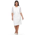 Plus Size Maya Brooke Lace-trim Sheath Dress & Jacket Set, Women's, Size: 20 W, White Oth