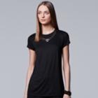 Women's Simply Vera Vera Wang Embellished Necklace Tee, Size: Large, Black