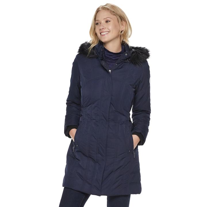 Women's Weathercast Hooded Heavyweight Jacket, Size: Xl, Grey