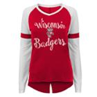Juniors' Wisconsin Badgers Split Back Raglan Tee, Teens, Size: Xl, Dark Red