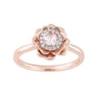 10k Rose Gold Morganite & 1/10 Carat T.w. Diamond Flower Ring, Women's, Size: 9, Pink