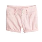 Girls 7-16 & Plus Size So&reg; Rolled Cuff Braided Belt Loop Shortie Jean Shorts, Size: 14, Brt Pink