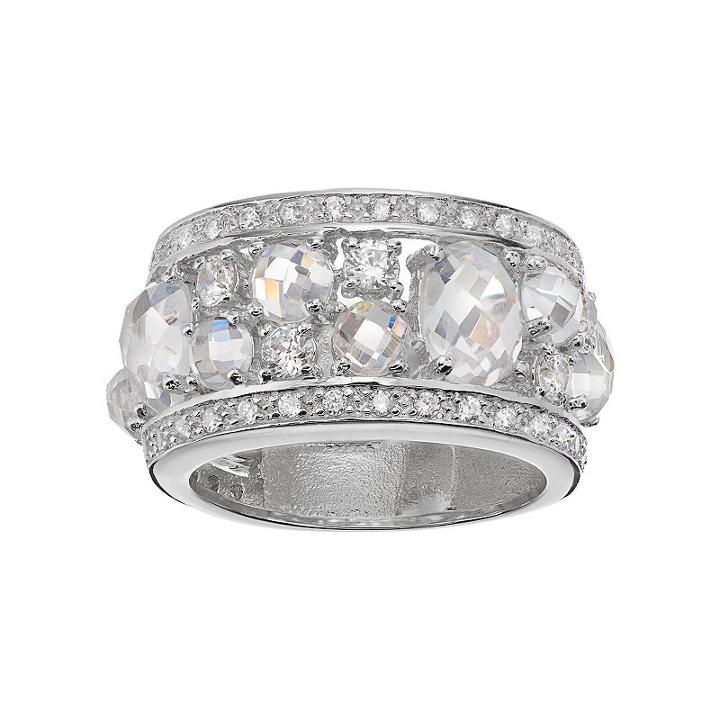 Sophie Miller Sterling Silver Cubic Zirconia Cluster Ring, Women's, Size: 5, White