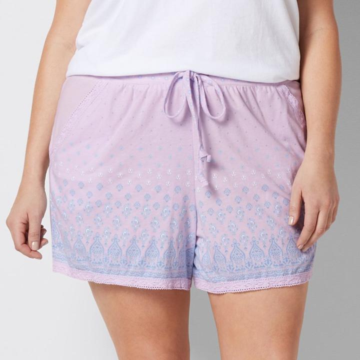 Plus Size Sonoma Goods For Life&trade; Pajamas: Paisley Dreams Crochet Trim Shorts, Women's, Size: 1xl, Brt Purple