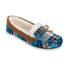 Women's Dearfoams Knit Moccasin Slippers, Size: Small, Dark Blue