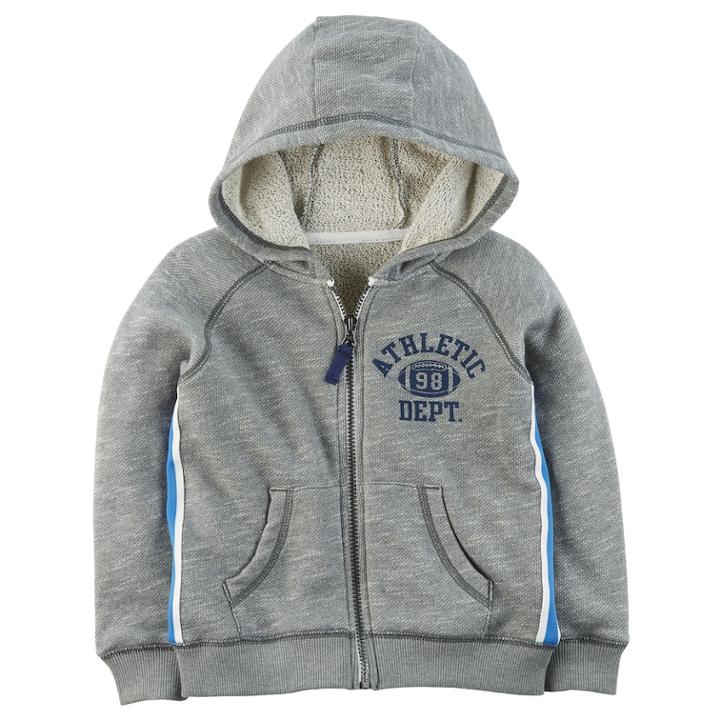 Boys 4-8 Carter's Athletic Dept. Marled Zip Hoodie, Size: 8, Light Grey