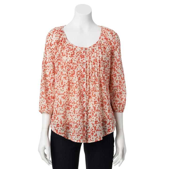 Sonoma Goods For Life&trade; Pintuck Peasant Top Set - Women's, Size: Small, Lt Orange