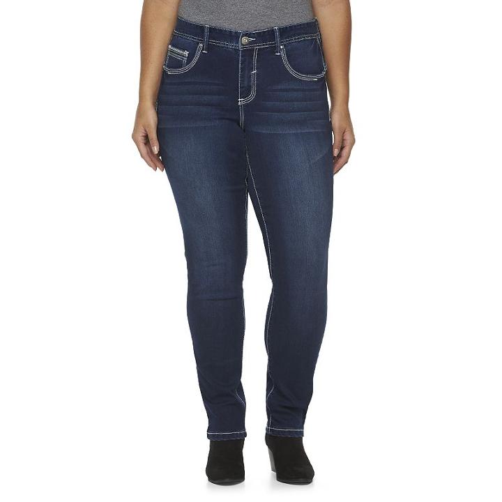 Plus Size Rhythm In Blues Skinny Jeans, Women's, Size: 14 W, Dark Blue