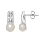 Simply Vera Vera Wang Sterling Silver Freshwater Cultured Pearl & Lab-created White Sapphire Linear Drop Earrings, Women's