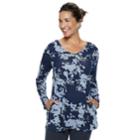 Women's Dana Buchman Everyday Casual Curved Hem V-neck Top, Size: Large, Blue