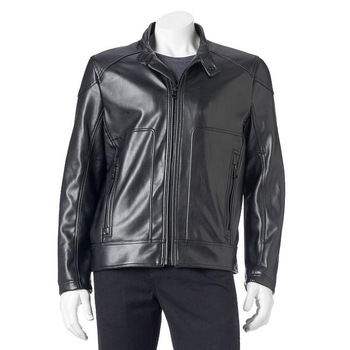 Men's Andrew Marc Faux-leather Moto Jacket, Size: Large, Black