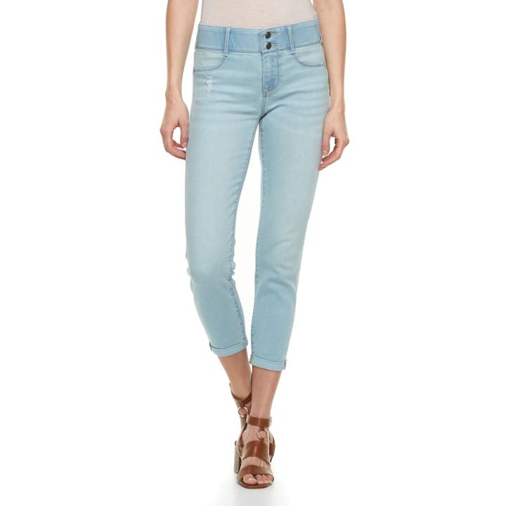 Women's Apt. 9&reg; Tummy Control Cuffed Capri Jeans, Size: 12, Blue