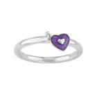 Journee Collection Sterling Silver Heart Charm Ring, Women's, Size: 5, Purple