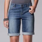 Women's Simply Vera Vera Wang Cuffed Jean Shorts, Size: 4, Dark Blue