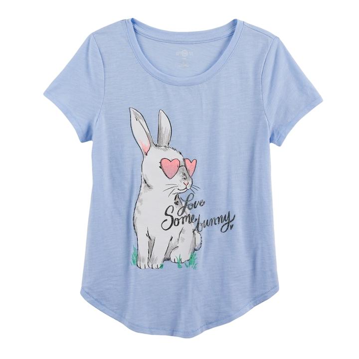 Girls 7-16 & Plus Size So&reg; Curve Hem Shiny Graphic Tee, Size: 14, Light Blue