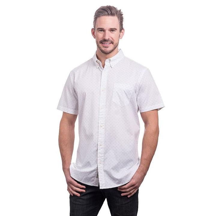 Men's Lee Classic-fit Patterned Stretch Button-down Shirt, Size: Xl, White