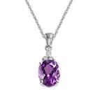 10k White Gold Amethyst And Diamond Accent Pendant, Women's, Size: 18, Purple