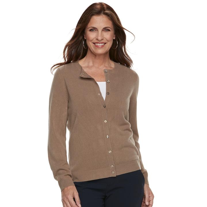 Women's Croft & Barrow&reg; Essential Extra Cozy Cardigan, Size: Small, Med Brown