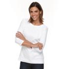 Women's Croft & Barrow&reg; Button-shoulder Tee, Size: Xl, White