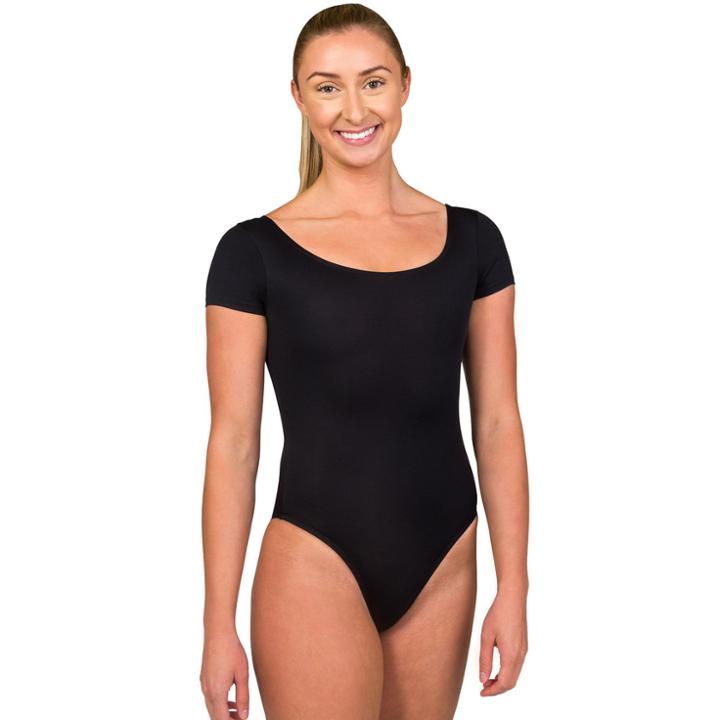 Women's Danskin Short Sleeve Dance Leotard, Size: Medium, Black