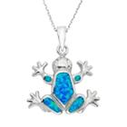 Lab-created Blue Opal Sterling Silver Frog Pendant Necklace, Women's, Size: 18