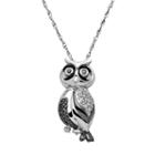 Diamond Accent Sterling Silver Owl Pendant Necklace, Women's, Size: 18, Black