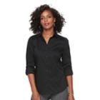 Women's Apt. 9&reg; Structured Essential Button-down Shirt, Size: Large, Black