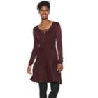 Women's Nina Howard Lace-up A-line Sweater Dress, Size: Medium, Light Pink