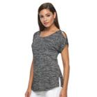 Women's Apt. 9&reg; Marled Cold-shoulder Top, Size: Medium, Black