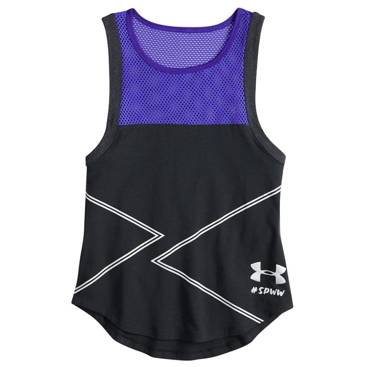 Girls 7-16 Under Armour She Plays We Win Fashion Tank Top, Size: Large, Black