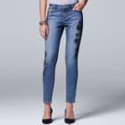 Women's Simply Vera Vera Wang Embroidered Skinny Jeans, Size: 10, Blue Other
