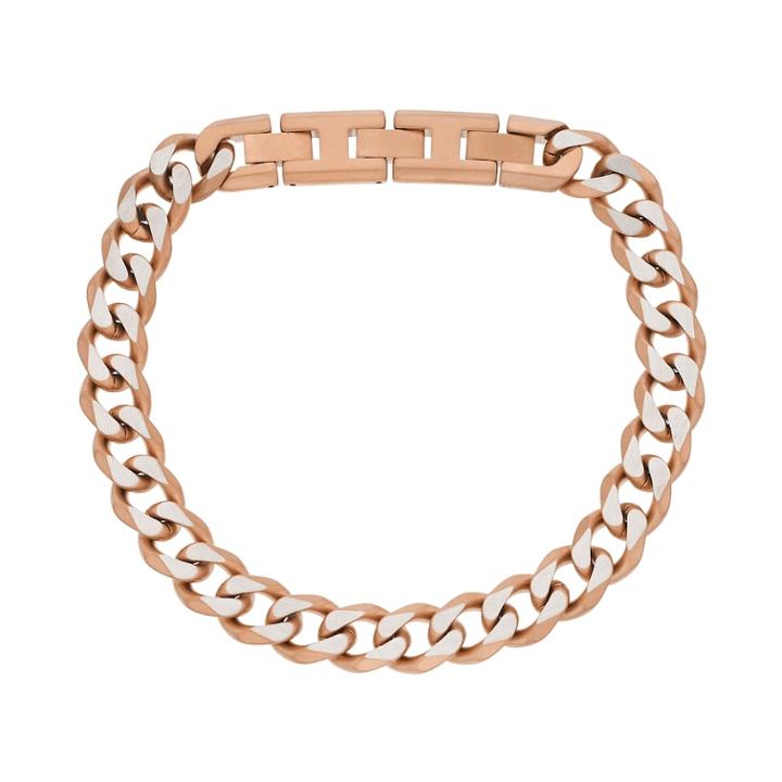 Lynx Men's Stainless Steel Curb Chain Bracelet, Size: 9, Pink