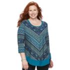 Plus Size Croft & Barrow&reg; Striped 3/4-sleeve Top, Women's, Size: 3xl, Dark Blue
