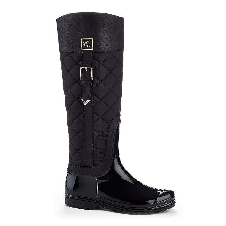 Henry Ferrera J Women's Water-resistant Quilted Rain Boots, Size: 6, Black