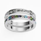 Traditions Silver Plate Multicolored Crystal Stack Ring Set, Women's, Size: 8, Multicolor