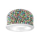 Silver Radiance Crystal Silver-plated Concave Ring, Women's, Multicolor
