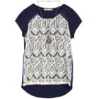 Girls 7-16 Speechless Lace Overlay Top With Necklace, Girl's, Size: Large, Blue (navy)