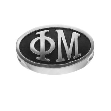 Phi Mu, Logoart Sterling Silver Oval Bead, Women's, Grey