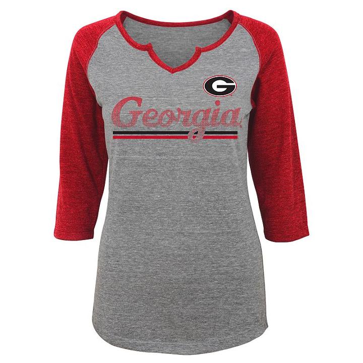 Juniors' Georgia Bulldogs Over The Line Tee, Women's, Size: Xl, Dark Grey
