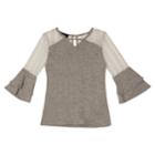 Girls 7-16 Iz Amy Byer Lace Shoulder Fuzzy Bell Sleeve Top, Size: Xl, Light Grey
