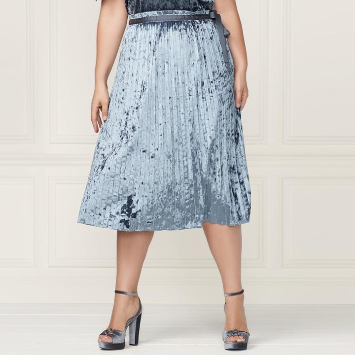 Lc Lauren Conrad Runway Collection Pleated Velvet Skirt - Plus Size, Women's, Size: 20 W, Blue