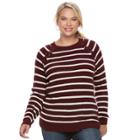 Juniors' Plus Size So&reg; Raglan Crewneck Sweater, Teens, Size: 1xl, Dark Red