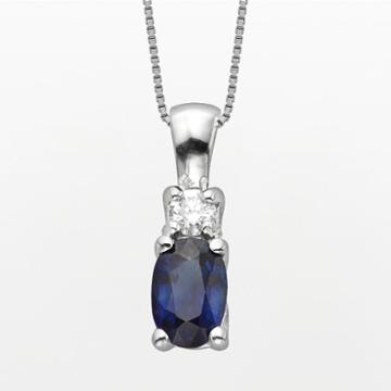The Regal Collection 14k White Gold Genuine Sapphire And Igl Certified Diamond Accent Pendant, Women's, Size: 18, Blue