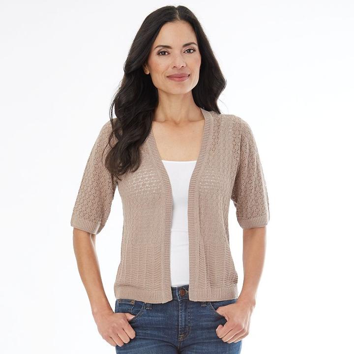 Women's Ab Studio Pointelle Shrug, Size: Xlrg Av/rg, Beige Oth