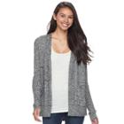 Juniors' So&reg; Rib Sleeve Open Front Cardigan, Teens, Size: Medium, Black