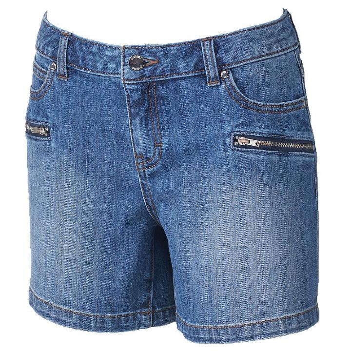 Women's Jennifer Lopez Zipper-pocket Jean Shorts, Size: 14, Med Blue