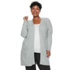 Plus Size Napa Valley Raglan Sleeve Long Cardigan, Women's, Size: 2xl, Light Grey
