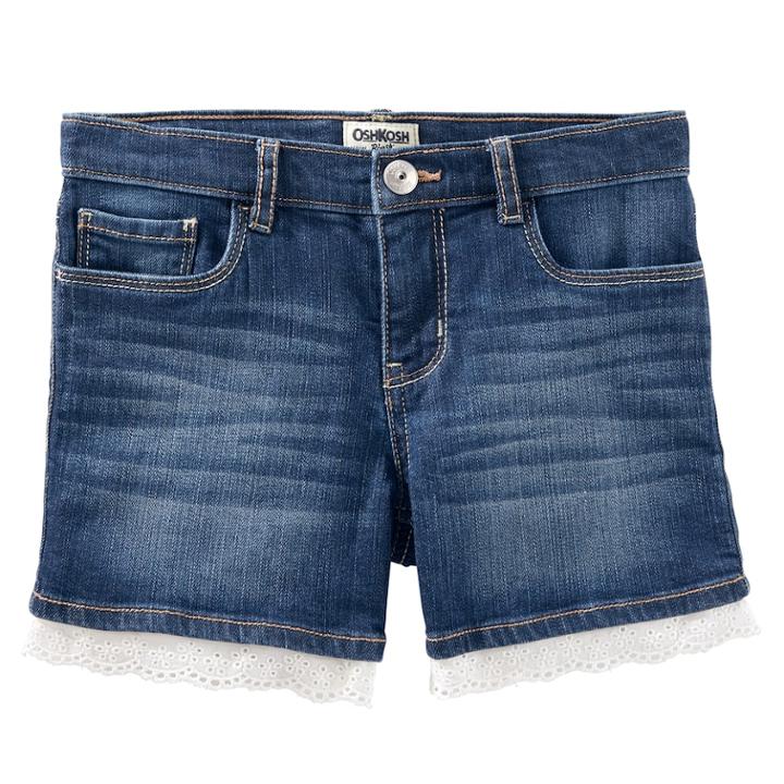 Girls 4-12 Oshkosh B'gosh&reg; Eyelet Trim Jean Shorts, Size: 5, Blue