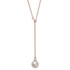 14k Rose Gold Over Silver Freshwater Cultured Pearl Lariat Necklace, Women's, White